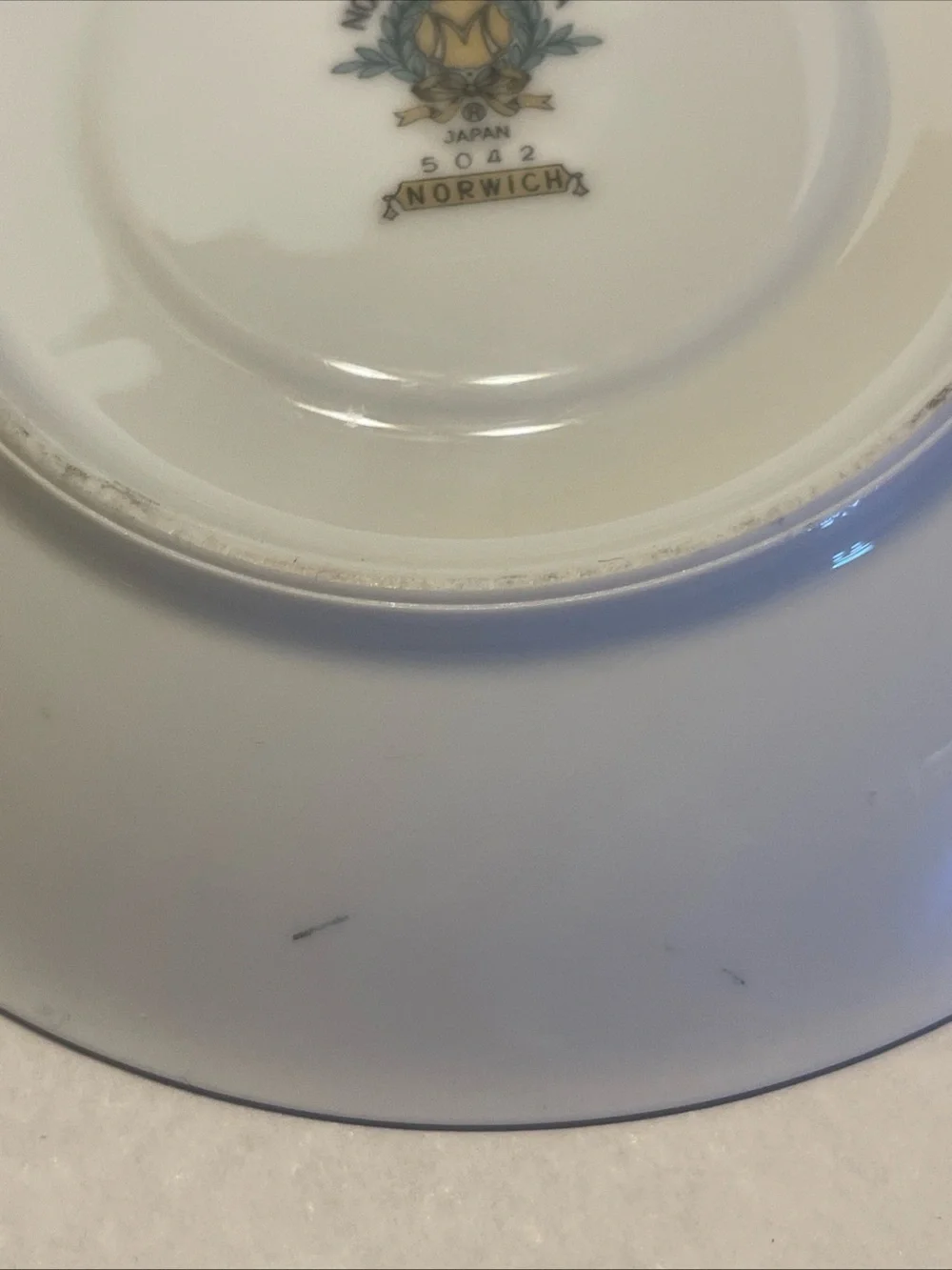 Noritake 1950sTeacup and Saucer Set - Ivory with green and Gold Trim #5042